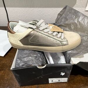 ShuShop Metallic Silver and Brown Sneakers